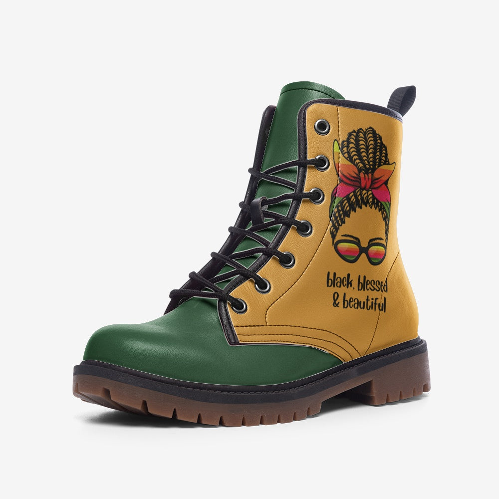 Blk is beautiful boots/ green