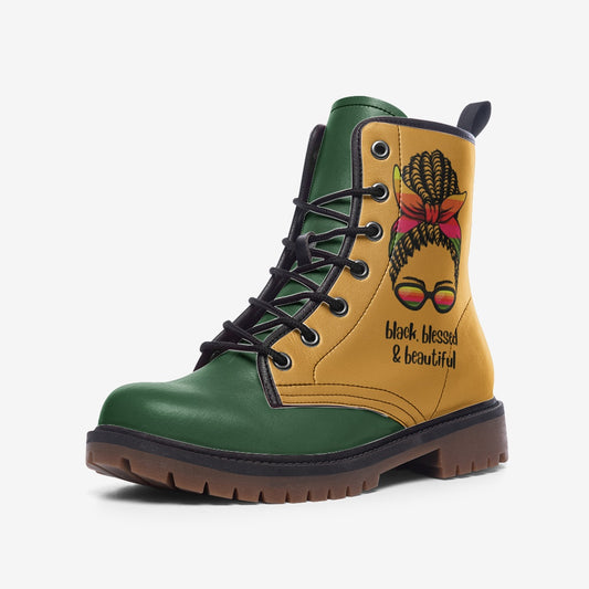 Blk is beautiful boots/ green