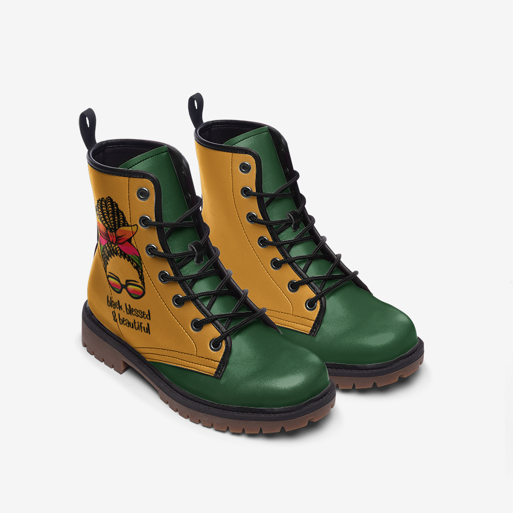 Blk is beautiful boots/ green